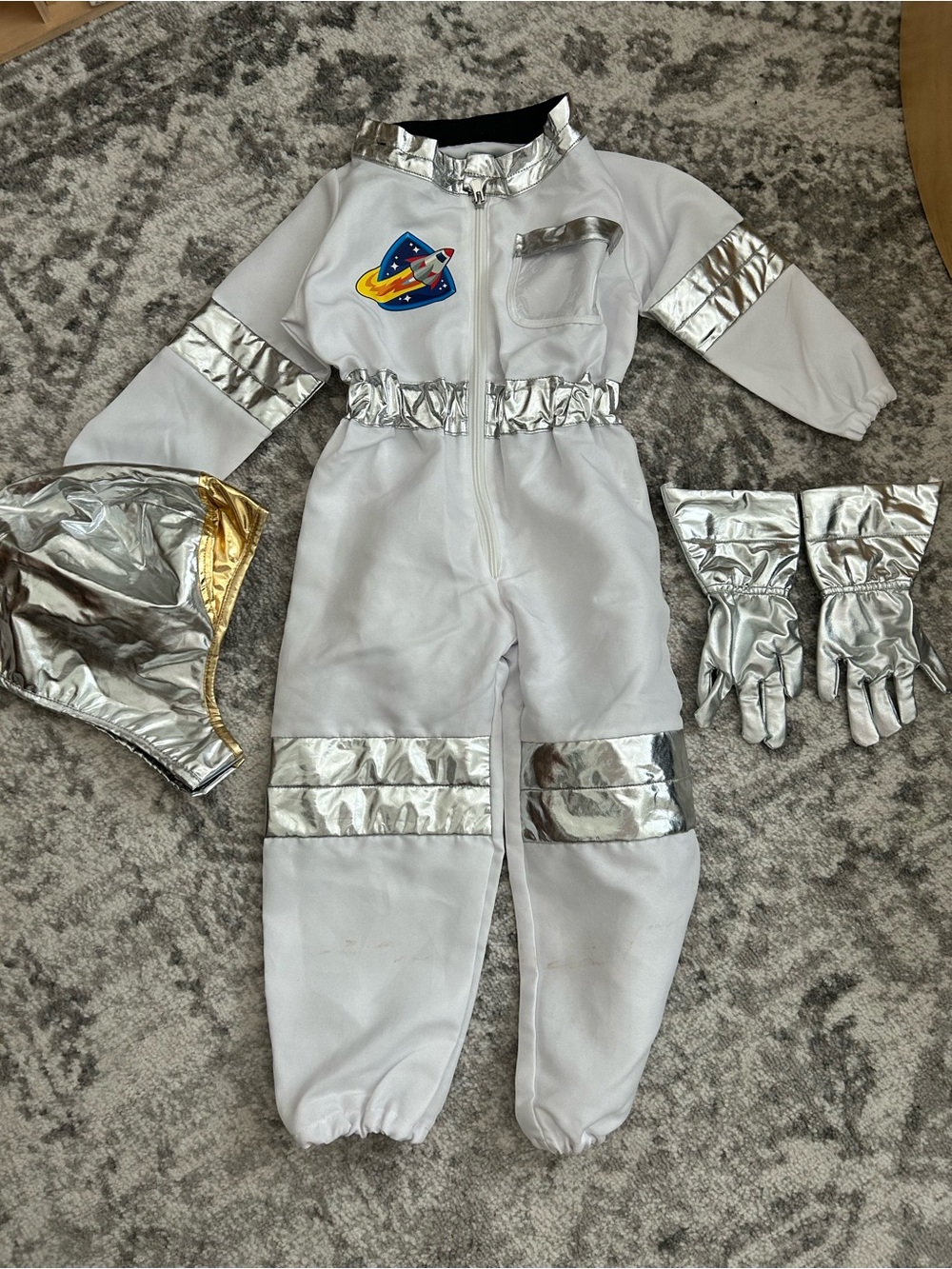Melissa & Doug White and Silver Kids Astronaut Costume with Helmet and Gloves
